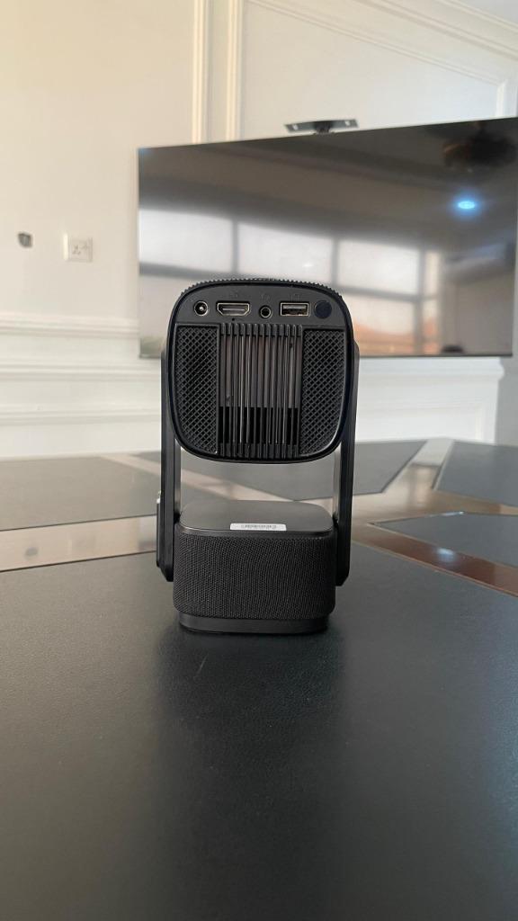 Rear of the Diyaa device showing its HDMI, USB and audio ports and cooling vents